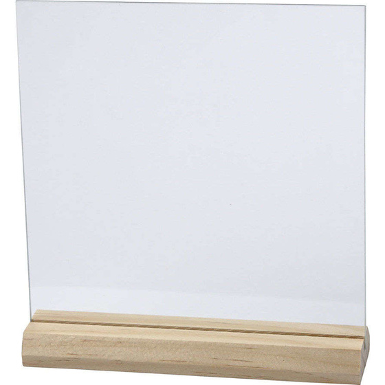 Glasplatte mit Holzstnder, 15,5x15,5cm, 10er Set