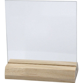 Glasplatte mit Holzstnder, 7,5x7,5 cm, 10er Set