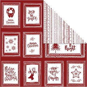 Design-Papier, Rot/Wei, Weihnachten, 30,5x30,5 cm, 5 Blatt