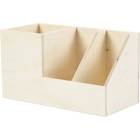 Stifthalter, Holzkasten/Utensilien-Box mit 3-Fchern, 1 Stck
