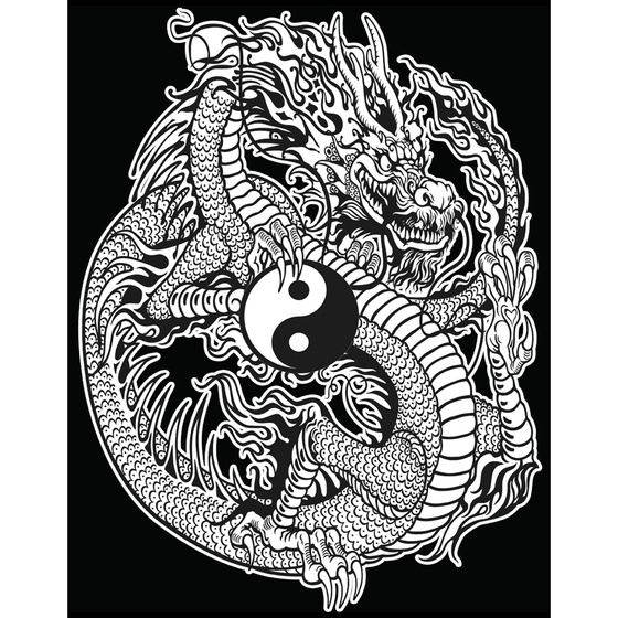 Ausmalbild, Samtbild - Drache Yin-Yang, 47 x 35 cm